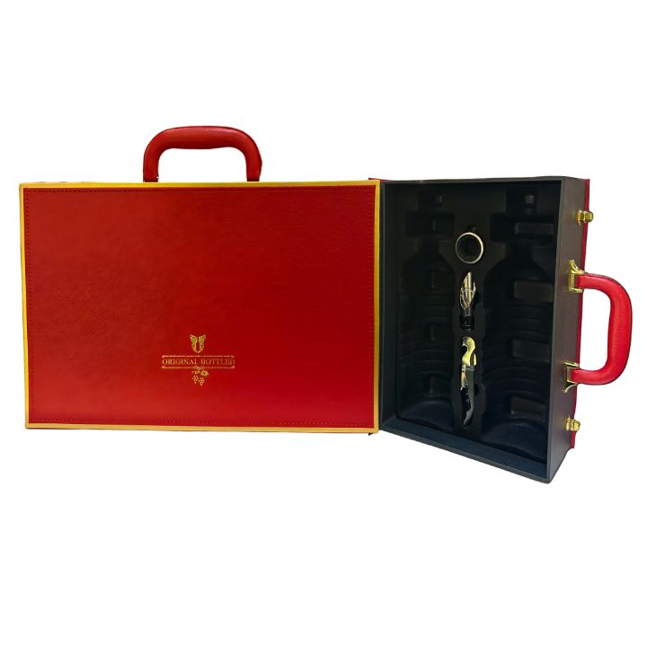 Hộp da 2 chai valy đỏ GB 203-11 F25