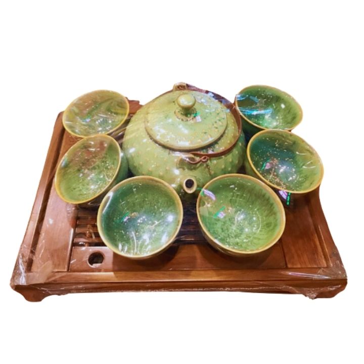 Bộ ấm dáng mới Men xanh crystal 0014 ( không bao gồm khay)