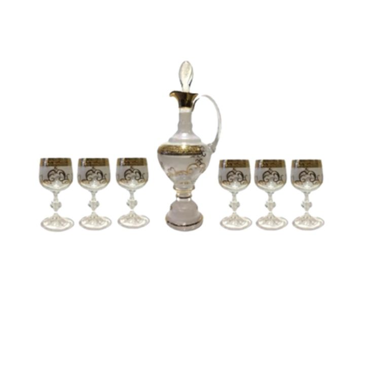 Bộ bình rượu vang 6 ly Gold lớn (Bình cao)