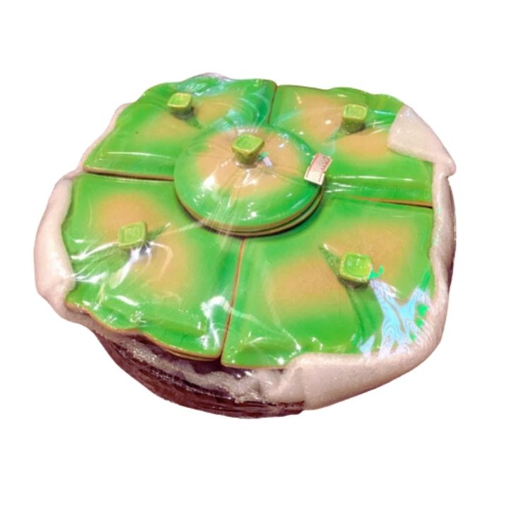 Khay mứt tròn xanh lá